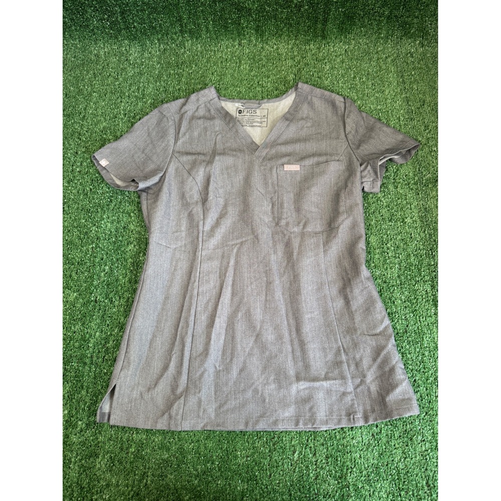 FIGS Casma Scrub Top Womens‎ Heather Grey V-Neck Technical Collection W22SW1014